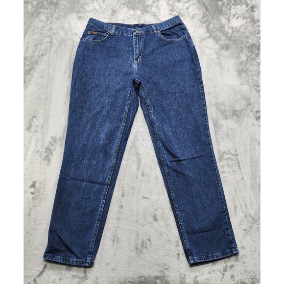 Vintage 90s Lee Jeans Womens 16W Blue Dark Wash Relaxed Fit Straight Leg Tapered - Picture 1 of 14